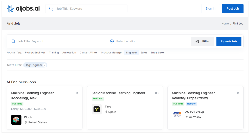 Check open positions on AI Jobs